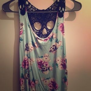 Hot Topic Skull Lace Tank Top